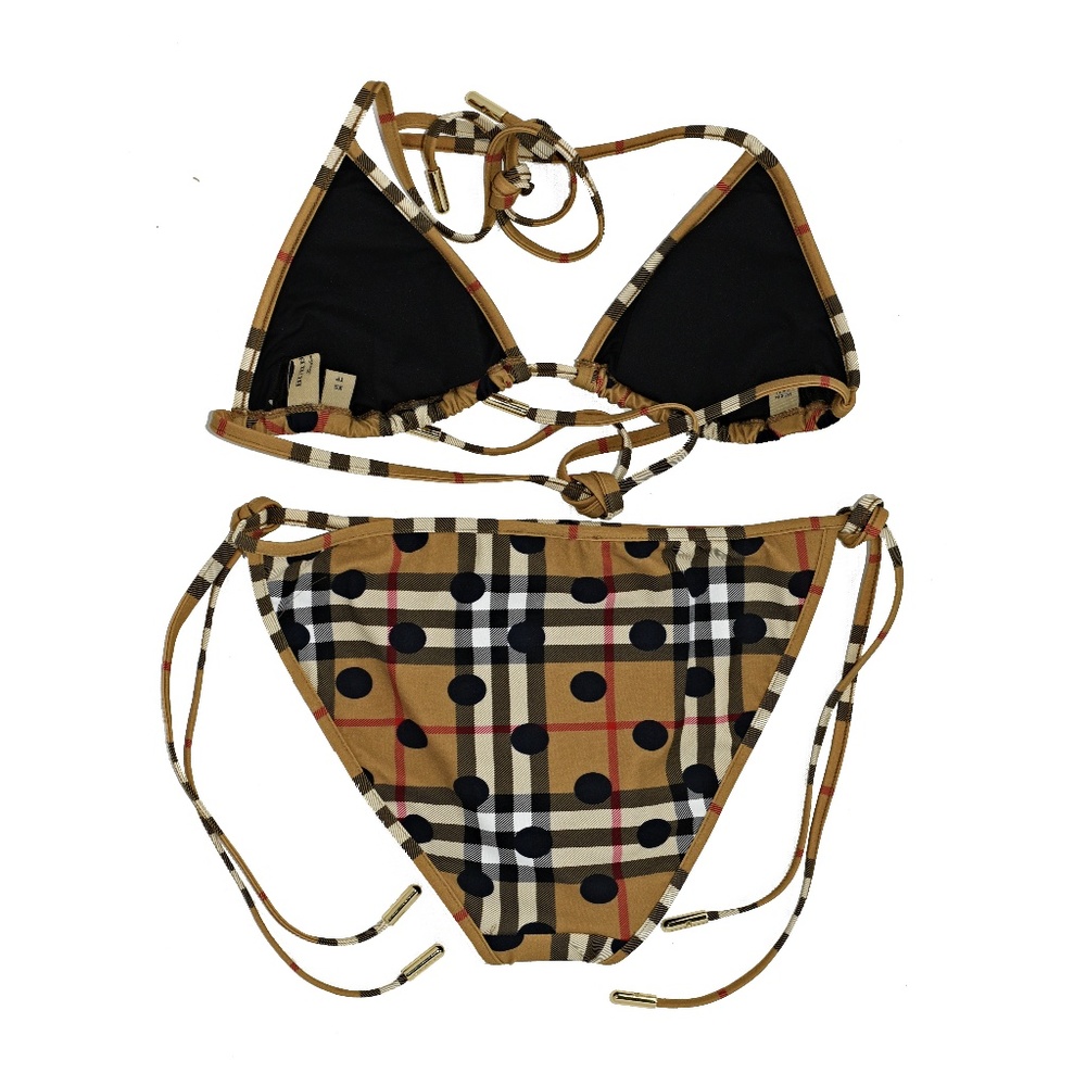 New Burberry Check-print - Dots String Bikini Set - Picture 3 of 8